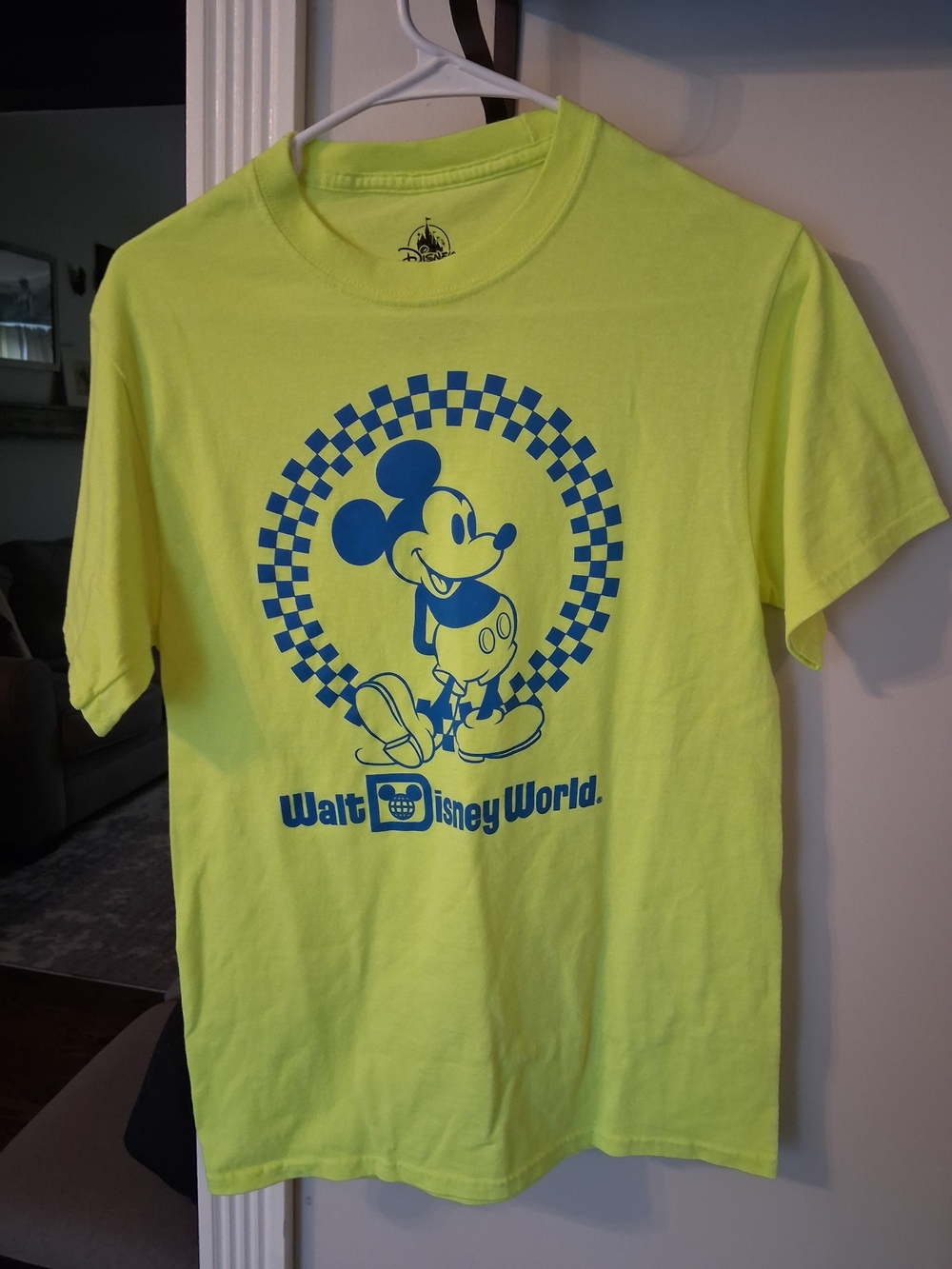 Disney Neon Yellow T‑Shirt with Blue Mickey Mouse Graphic